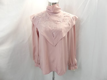 Vintage 1970/80's Nilani Pink Bid Blouse with Flowers