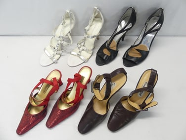 Lot of 4 Pair Vintage Strappy Heels, Guess, Apostrophe, BCBG, Coupd'etat