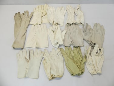 Lot of 12 Vintage Leather & Kid Skin Gloves