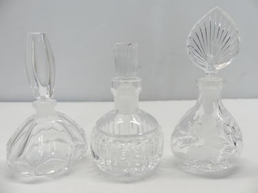 Lot of 3 Vintage Pressed Glass Perfume Bottles