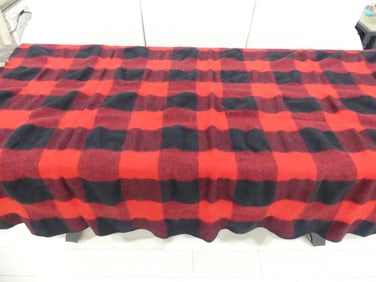 Vintage Wool Red & Black Checkered Camp Blanket