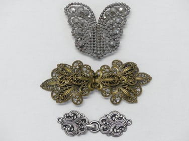 Lot of 3 Pair Antique & Vintage Dress Belt Buckles