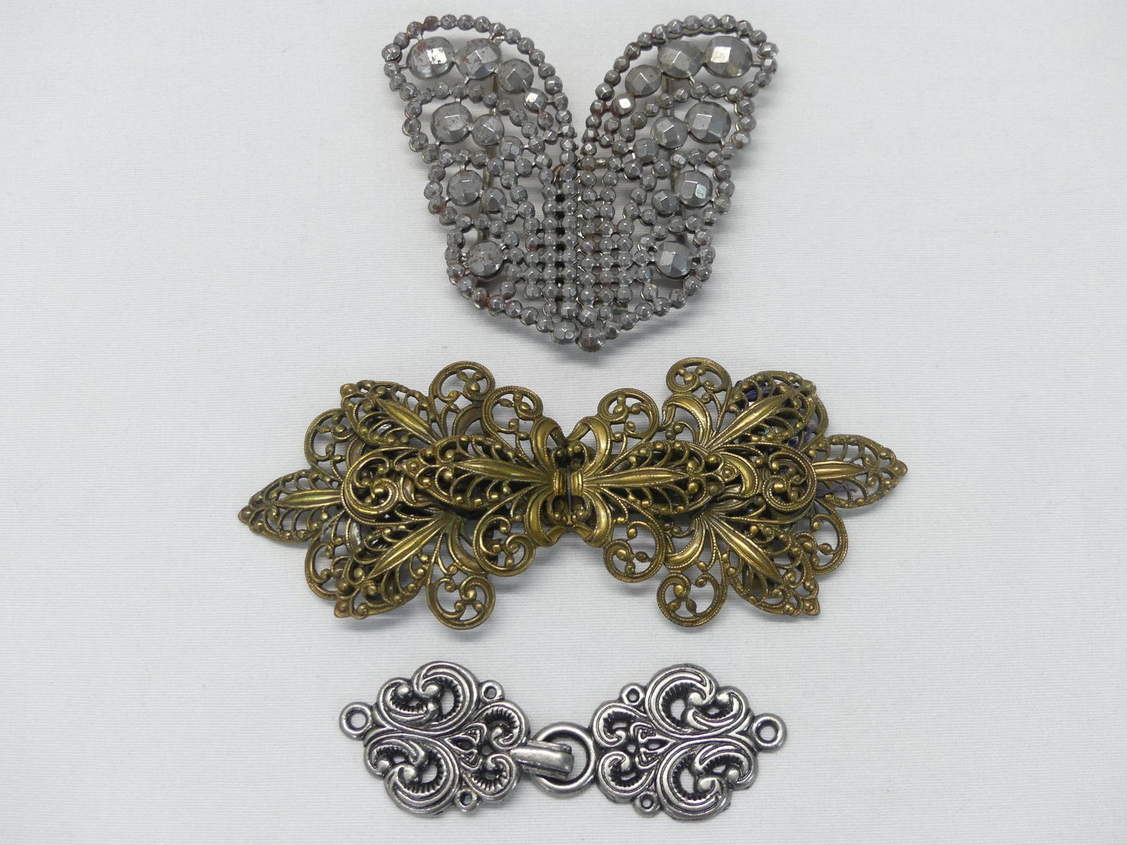 Lot of 3 Pair Antique & Vintage Dress Belt Buckles: see photo's