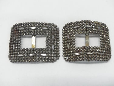Pair of Antique Marcasite Buckles, Made in France