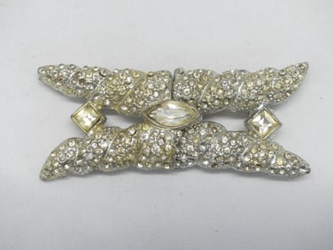 Antique Rhinestone 2 Piece Dress Belt Buckle
