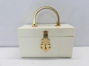 Vintage1940/50's Lewis Cream Color Lucite Box Purse