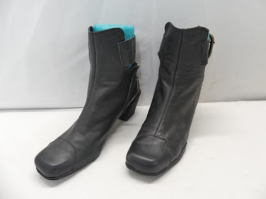 Vintage Sergio Tomani Black Boots with Strappy Back & Buckle