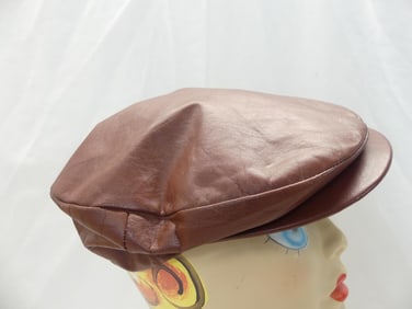 Men's Brown Leather Scaly Cap