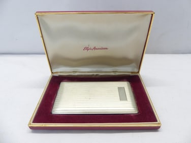 Vintage Elgin American Sterling Silver Cigarette Case in Original Box