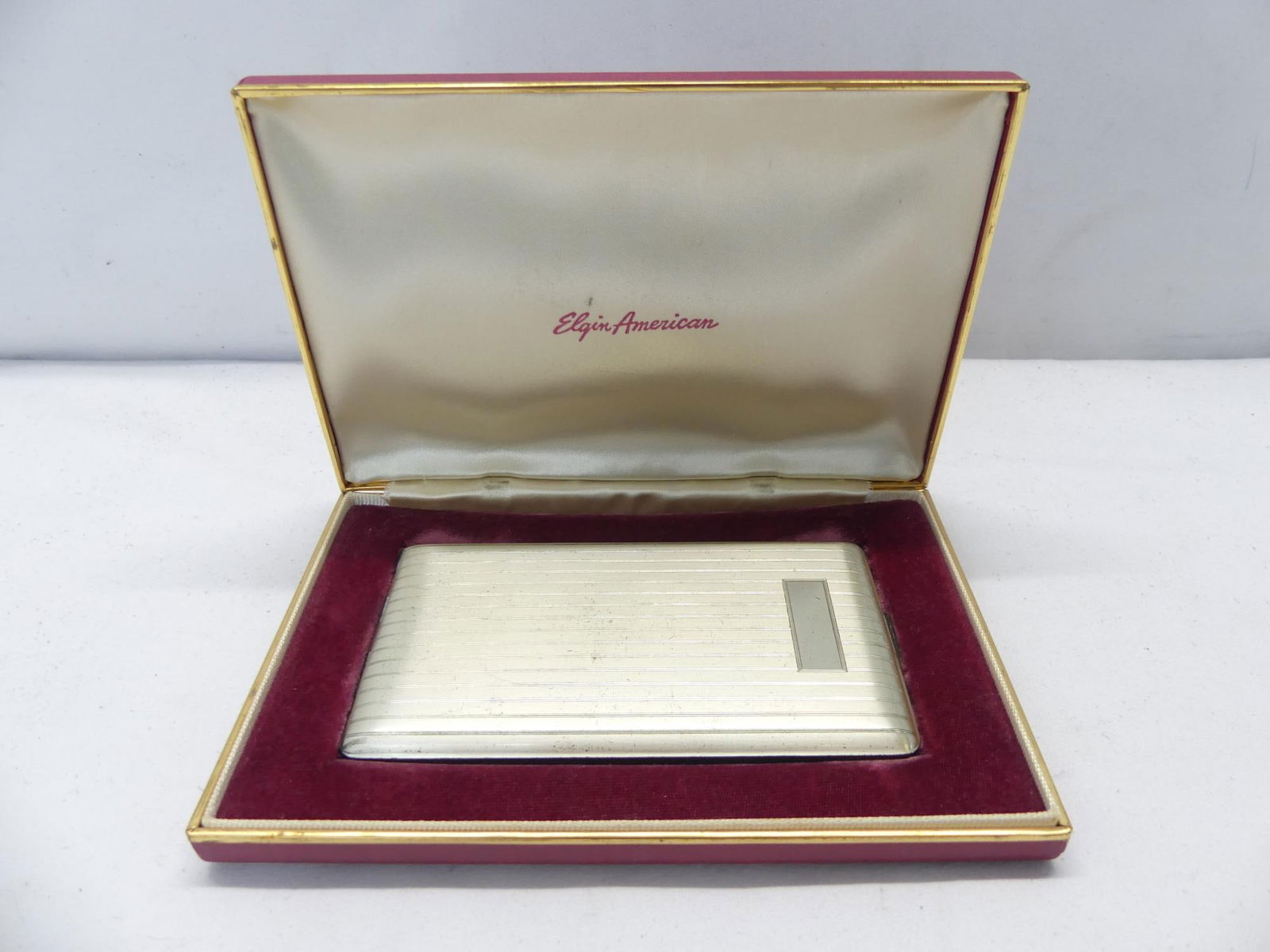 Vintage Elgin American Sterling Silver Cigarette Case in Original Box (1 of 5)