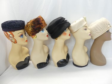 Lot of 5 Vintage 1950/60's Hat, 1 with Feathers