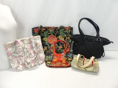 Lot of 5 Various Vintage Fabric Purses Tote Bags