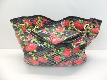 Vintage Betsy Johnson Sequin & Roses Ho Bo Bag