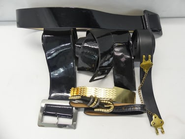 Lot of 7 Various Vintage Leather, Vinyl & Metal Belts