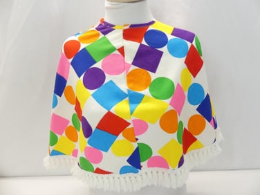 Vintage 1960/70's Bright Colored Geometric Girls Poncho