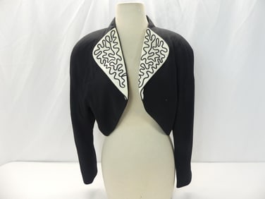 Vintage 1980's Daymor Couture Navy Blue & White Shrug Jacket