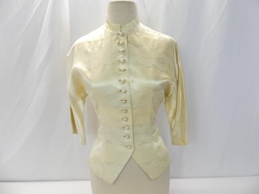 Vintage Gold Satin with Metallic Thread Asian Jacket/Blouse