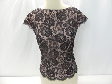 Vintage 1960's Nathalie Black Lace Sleeveless Blouse