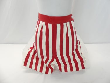 Vintage 1970's Red & White Striped Cotton Shorts