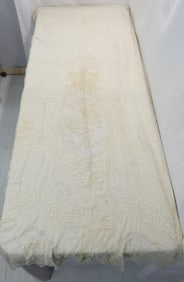 Pair of Antique Gauze Embroidered & Lace Curtains