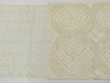 Lot of 2 Vintage Hand Crocheted Table Runners