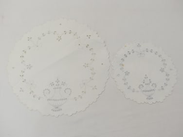 Lot of 6 Vintage Cut Work & Embroidered Plate Dollies