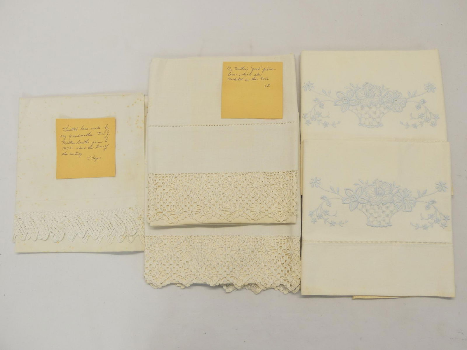 Lot of 5 Vintage 1920's Pillow Cases & Topper with Provenance (1 of 20)