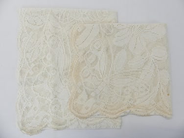 Lot of 2 Vintage Needle Lace Table Runners