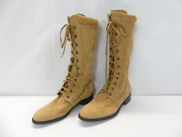 Vintage Tod's Tan Suede Lace Up Boots