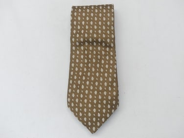 Vintage Jean Patou, Paris Silk Tie, Brown & White
