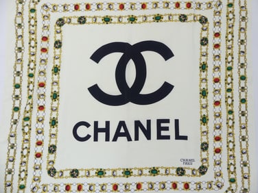 Vintage Chanel Hand Rolled Silk Scarf