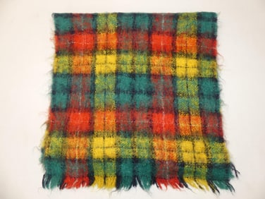 Vintage Scotland Tartan Plaid Mohair Scarf
