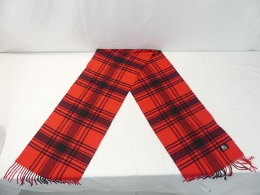 Vintage Burberry Red & Black Plaid Scarf