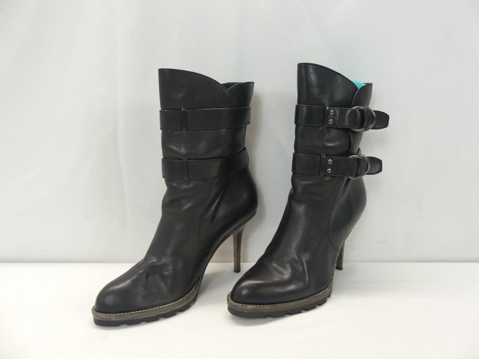Vintage Coach Black Leather Spike Heel Side Buckle Boots (1 of 10)