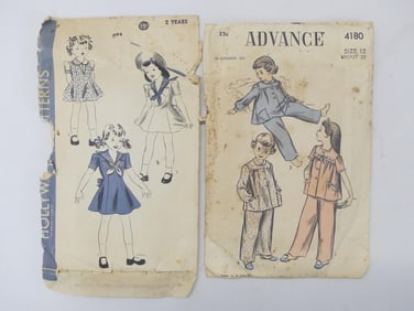 Lot of 2 Vintage 1940/50's Little Girls Dress Patterns