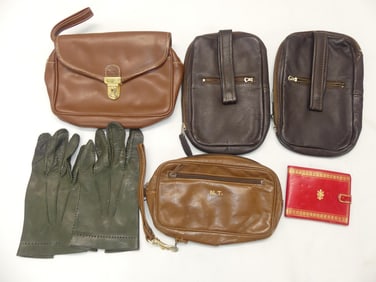 Lot of 4 Vintage Leather Wristlets, Gloves & Wallet
