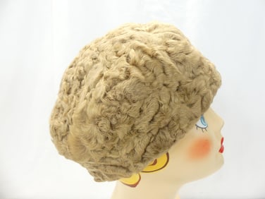 Vintage 1960's Mr. John Jr. Light Brown Persian Lamb Hat