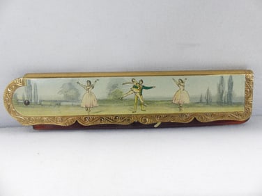 Vintage Stratton England Purse Hair Comb Case with Ballerina's