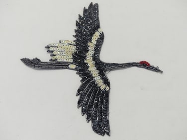 Vintage Sequin & Beaded Hand Made Bird Dress Applique