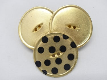 Vintage Gold Tone Metal Button Style Made in France Barrette