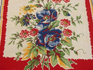 Vintage 1940/50's Cotton Floral Kitchen Towel Fabric, for 4 Towels