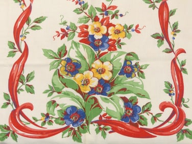 Vintage 1940/50's Printed Cotton Kitchen Towel Fabric for 3 Towels