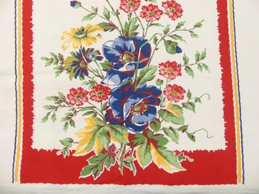 Vintage 1940/50's Printed Cotton Kitchen Towel Fabric for 3 Towels