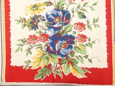 Vintage 1940/50's Printed Cotton Kitchen Towel Fabric for 4 Towels