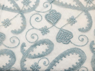 Vintage 1940/50's Blue Fine Lace Fabric, 36 x 44