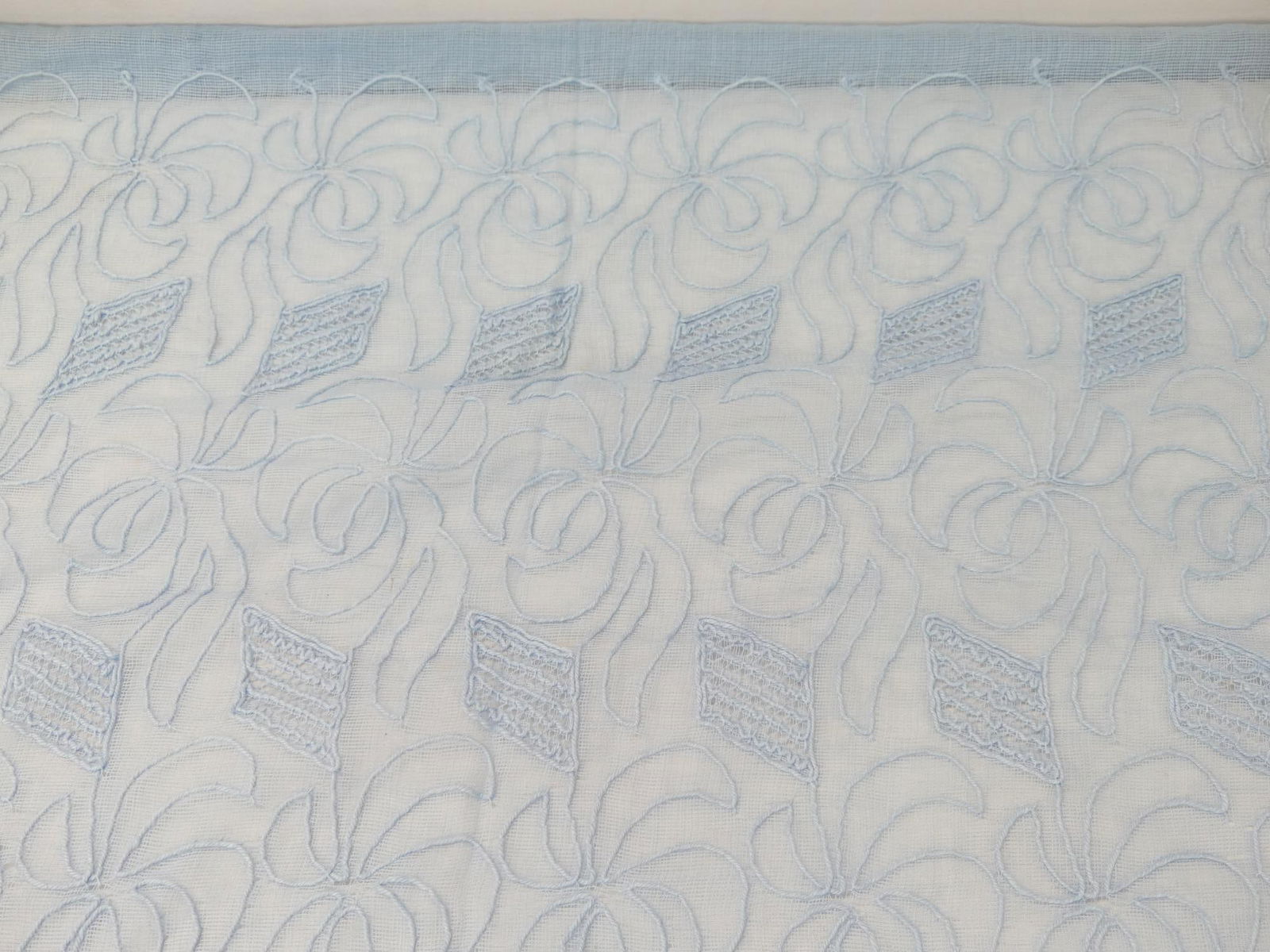 Vintage 1940/50's Blue Fine Lace Fabric, 36 x 70: lace yardage, may have storage marks, see photo's