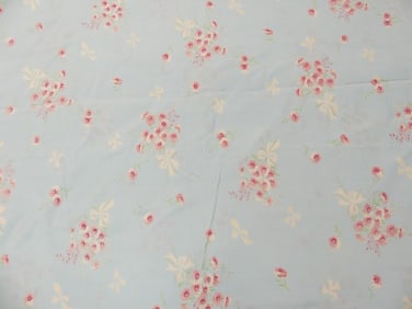 Vintage 1940/50's Blue Floral Cotton Fabric with Pink Flowers & Bows