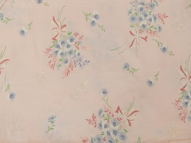 Vintage 1930/40's Pink Floral & Bow Cotton Fabric, 35 x 6 1/2 yards
