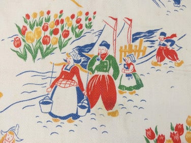 Vintage Printed 1940/50's Kitchen Towel Fabric, 17 x 48 & 42 & 46