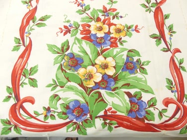 Vintage 40/50's Printed Cotton Kitchen Towel Fabric, Make 5 Towels
